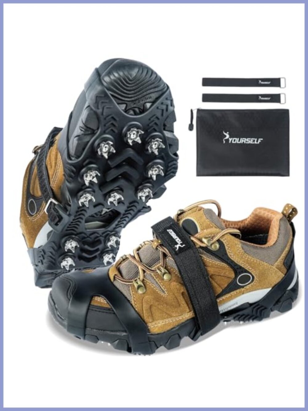 Ice Cleats Crampons 304 Stainless Steel Spikes Adjustable Traction Snow Grips